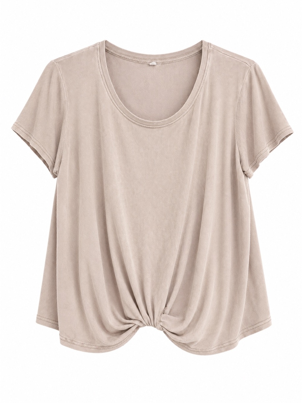 Jane and Delancey Short-Sleeve Twist-Front Tee in Taupe